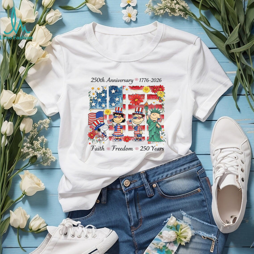 America 250 Faith Freedom Anniversary Peanuts Floral Shirt