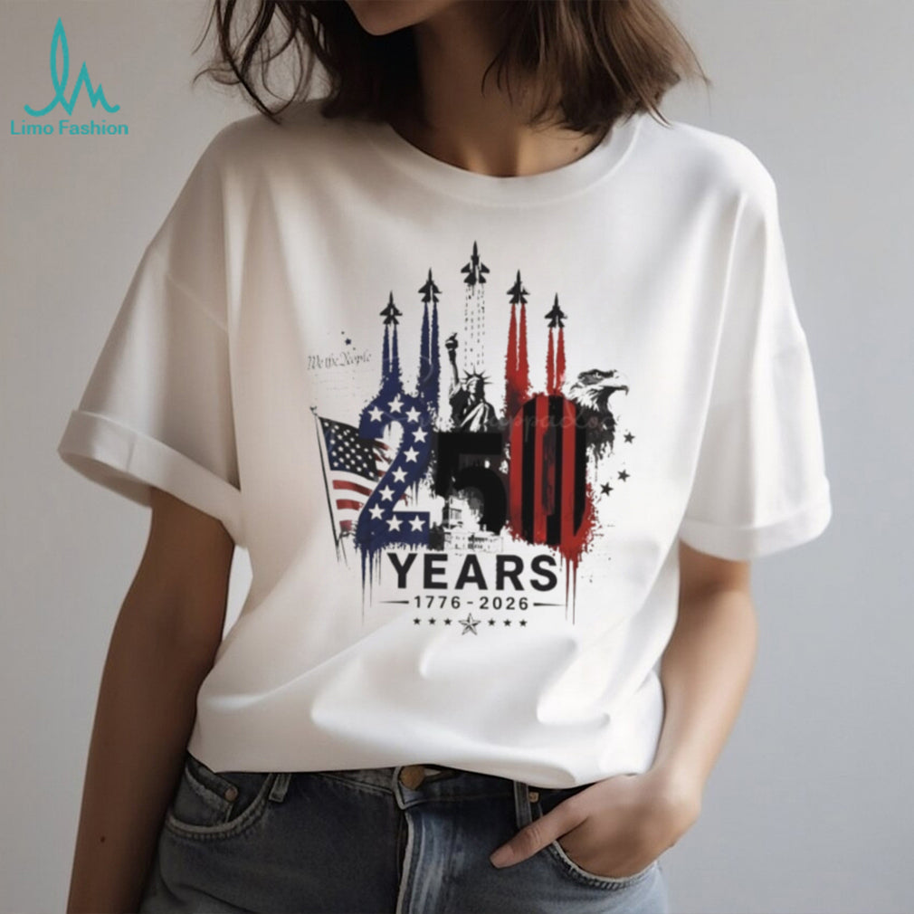 America 250 Years Fighter Jets Eagle Liberty Patriotic T Shirt