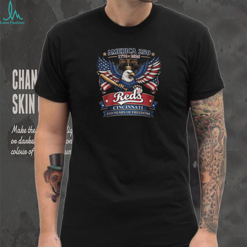 America 250 Years Of Freedom Cincinnati Reds Baseball Eagle Liberty Bell T Shirt