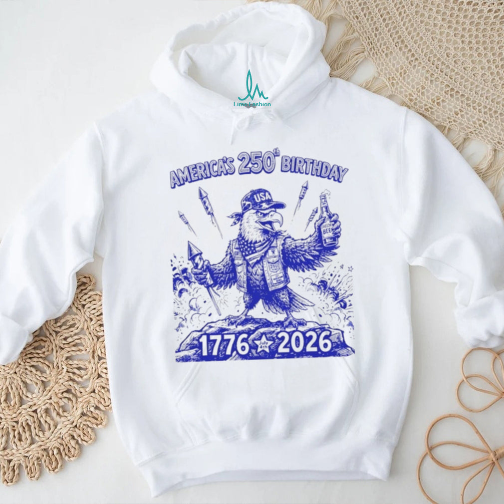 America 250th Birthday Eagle Beer Fireworks 4th Of July T Shirt