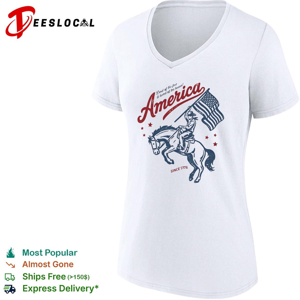 America Land of the free and home of the brave Since 1776 Cowboy Patriotic shirt