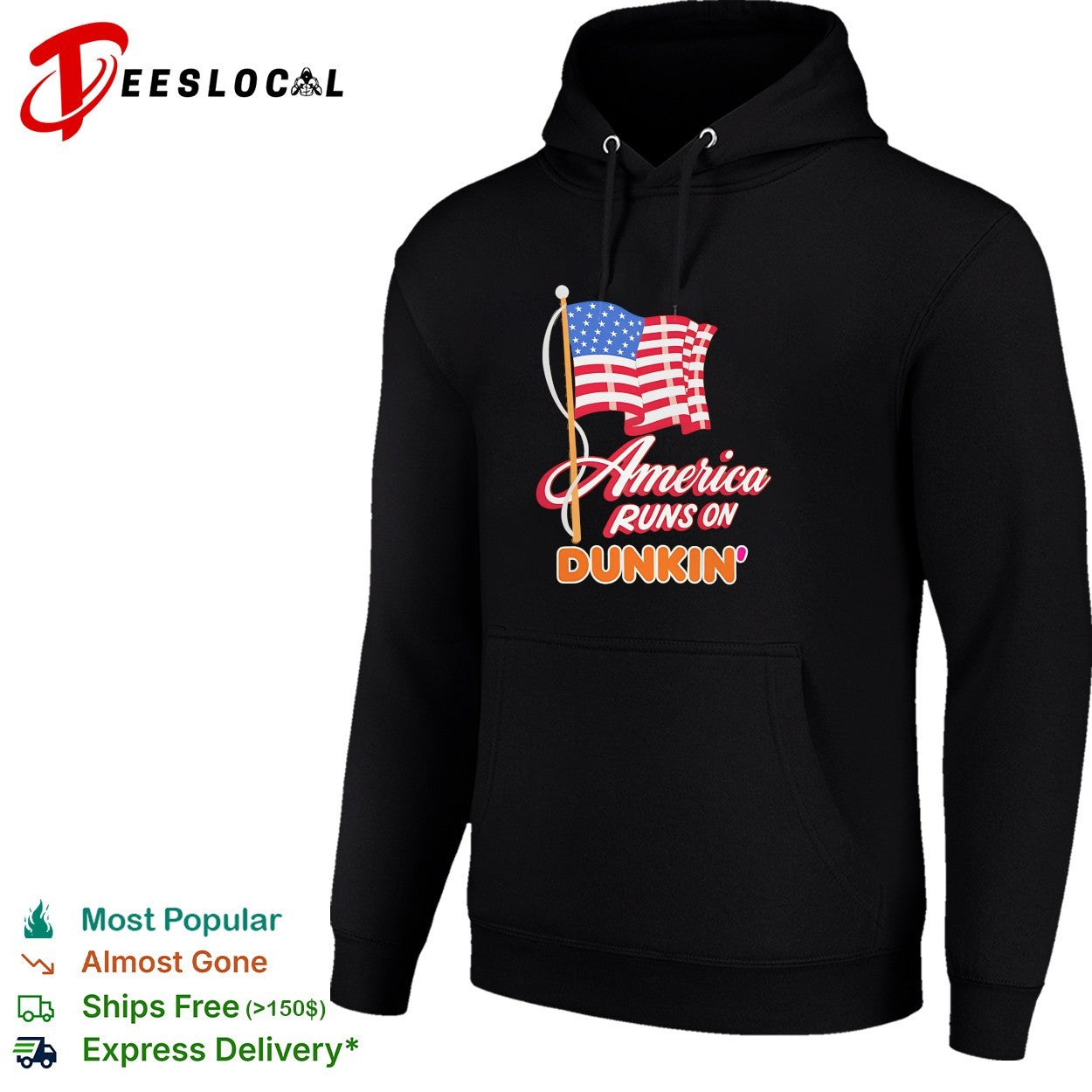 America runs on Dunkin’ American flag shirt