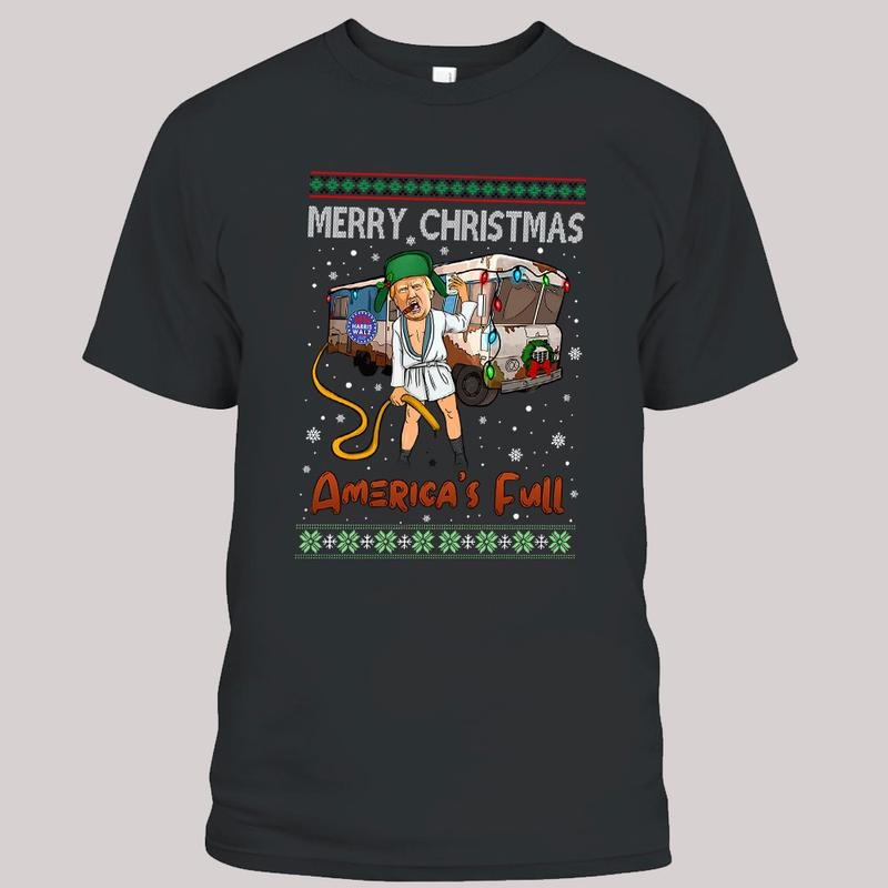 America's Full Merry Christmas T-Shirt, Trump Donald Shirt, Christmas Unisex Tee, Humorous Political Shirt Gift Hoodie,...