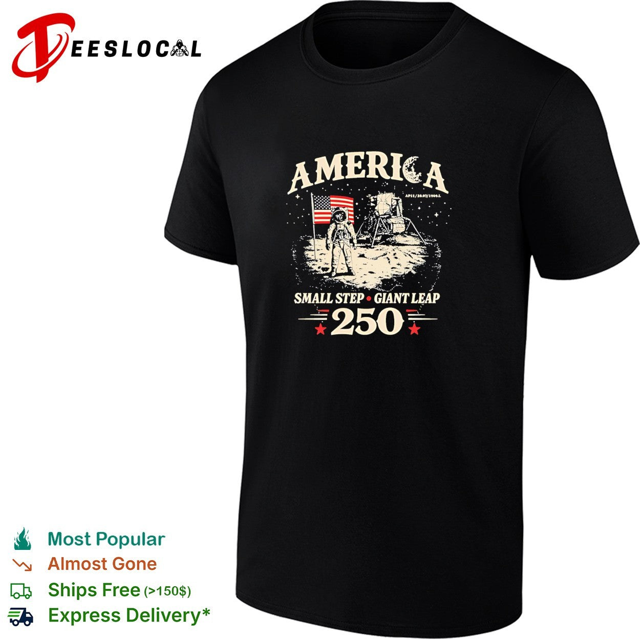 America small step giant leap 250 anniversary moon landing astronaut shirt