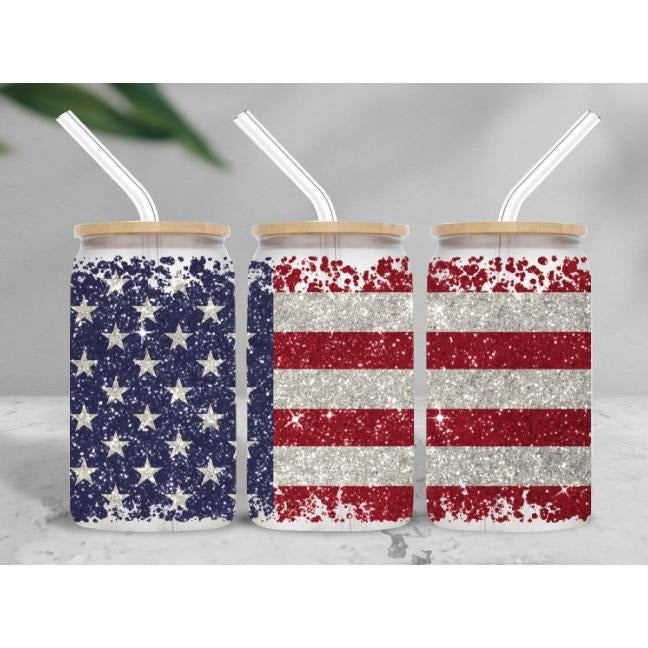 American Flag 16 oz Frosted Glass T-Shirts, Hoodie, Sweatshirt | PodTeesHub.com