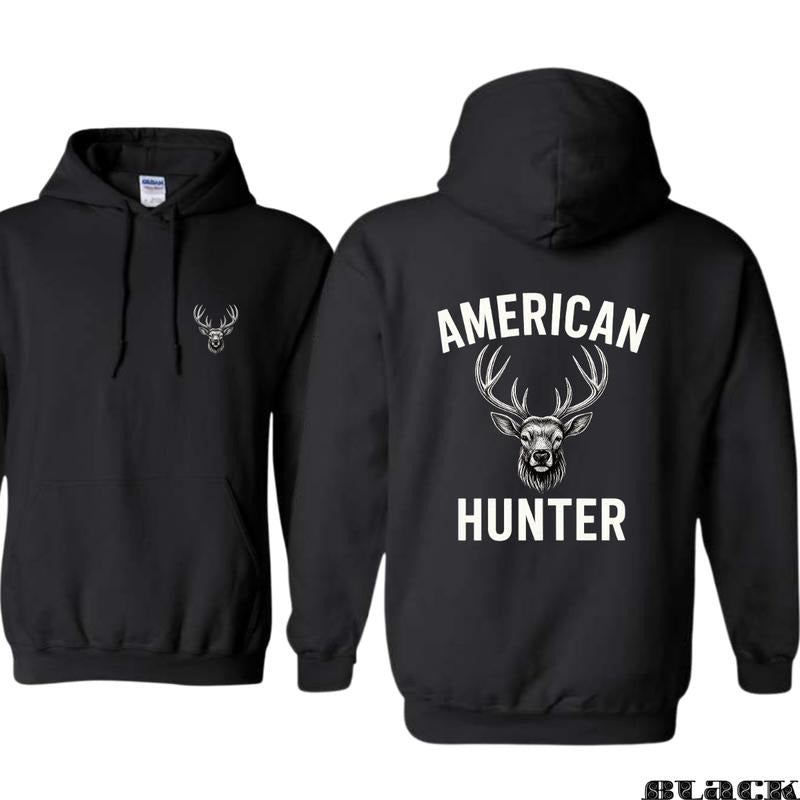 American Hunter Hoodie - Bold Buck Head Graphic for Deer Hunting Season Rugged Pullover for Outdoorsmen Gun Season and...