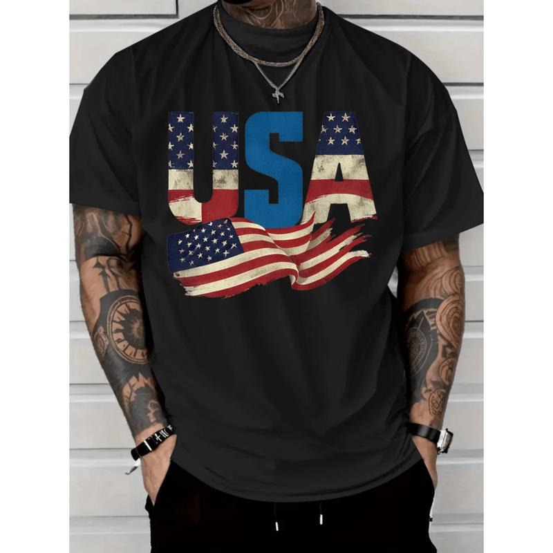 American Independence Day T-shirt 180g pure cotton single sided printed round neck short sleeved t flag print patriotic...