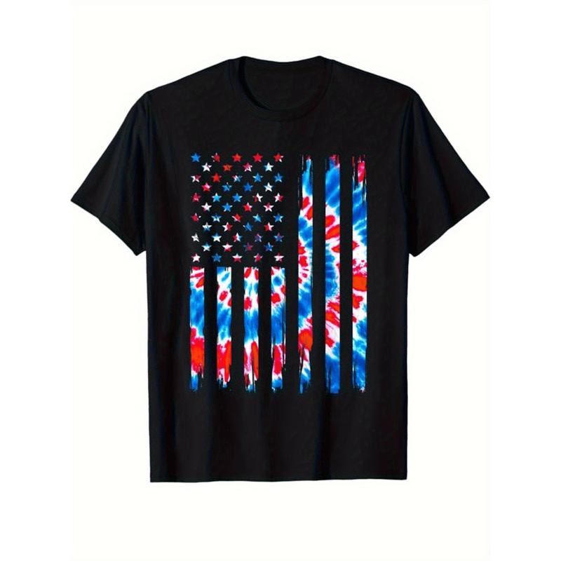 American Independence Day T-shirt mens 100 cotton patriotic american flag graphic t sleeve tee wi design regular fit...