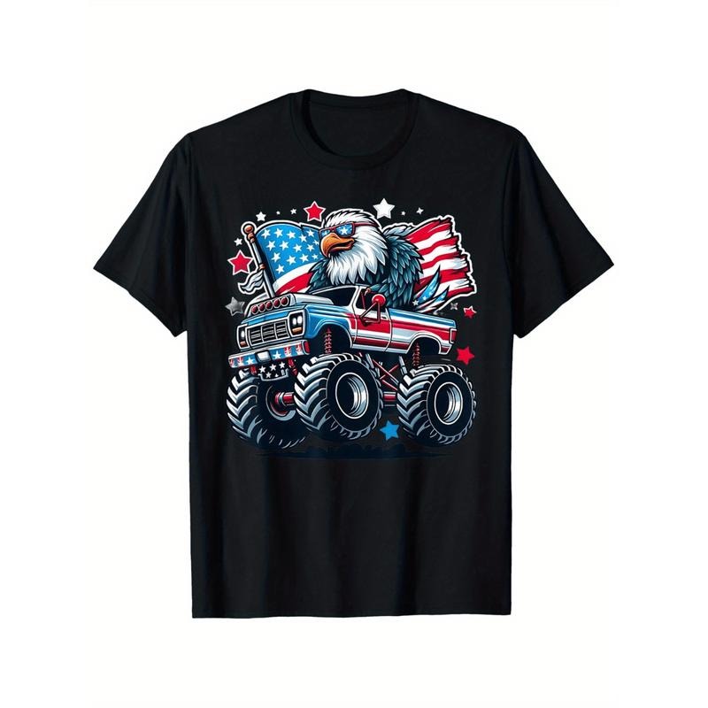 American Independence Day T-shirt patriotic american flag white blue t suitable for unisex personality casual round neck...