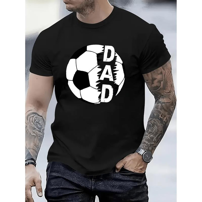 American Independence Day T-shirt1pc Men Casual Crew Neck T Shirt With Soccer Ball Print Polyester Short Sleeve Tee...