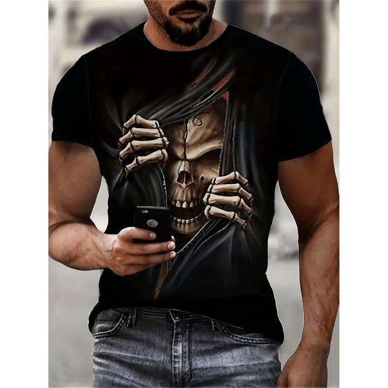 American Independence Day T-shirt3D Printed Skull T Shirt For Men Stretch Fabric Casual Short Sleeve Summer Outdoor Wear...