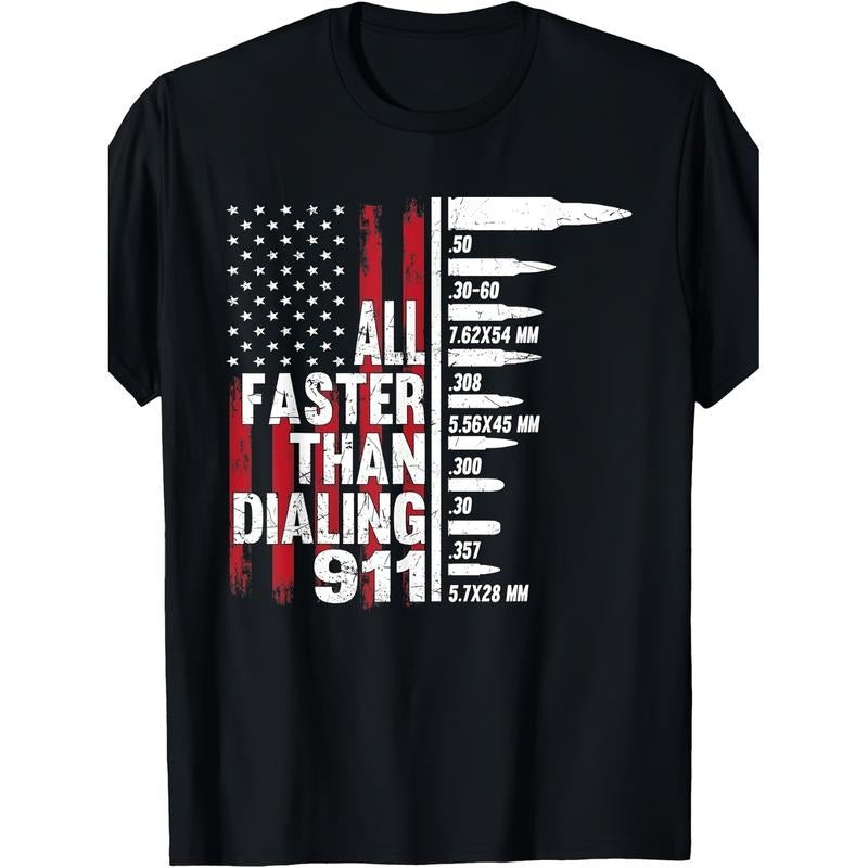 American Independence Day T-shirtAll Faster Than 911 American Flag Gun Lover T-Shirt 220G Hoodie, Sweatshirt | PodTeesHub.com