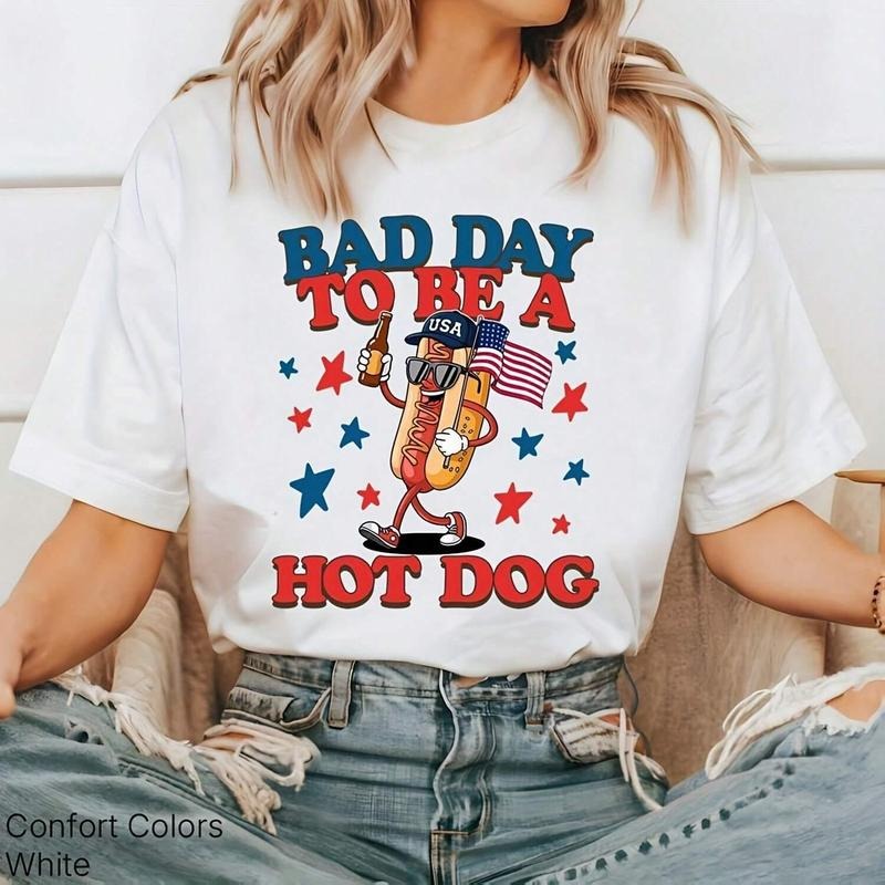 American Independence Day T-shirtAmerican Independence Day T-shirtFunny 4th Of July Hot Dog T-Shirt Bad Day To Be A Hot...