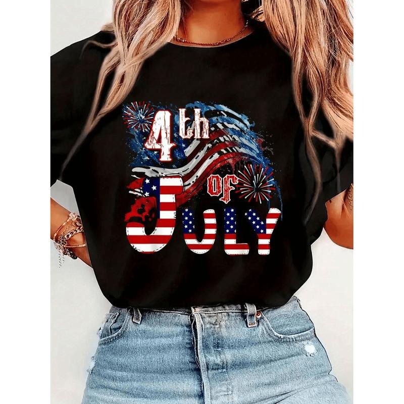 American Independence Day T-shirtIndependence Day Tshirt fireworks happy us flag american t print t casual crew neck...