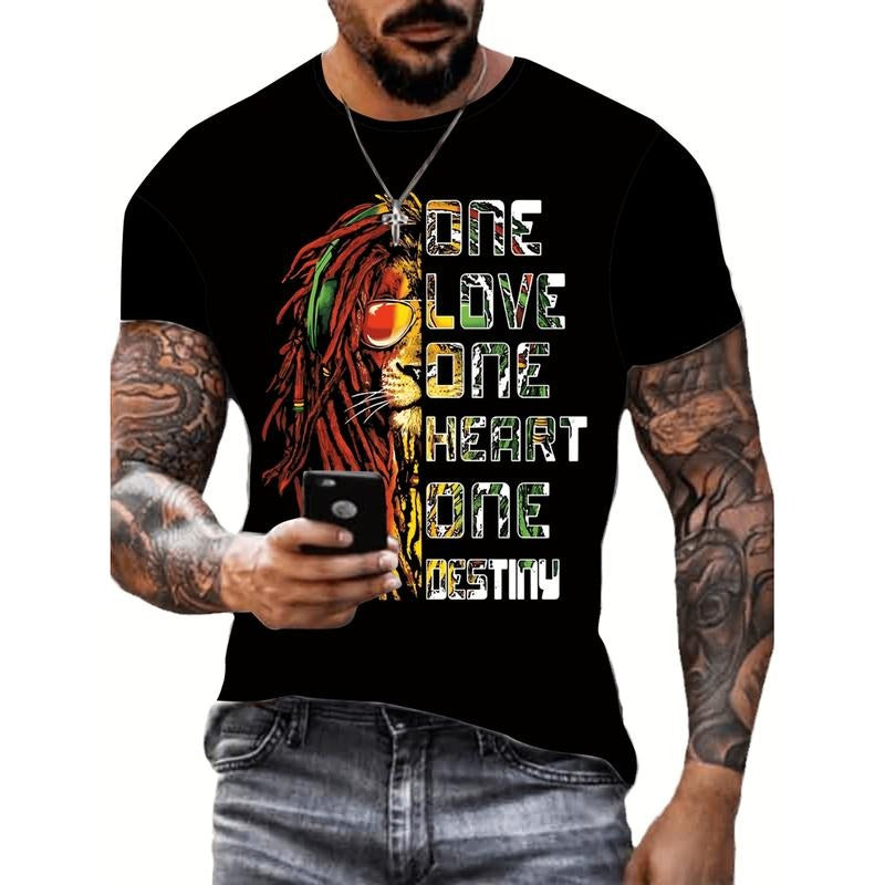 American Independence Day T-shirtLion Letter Print MenS Fashion T-Shirt Casual Round Neck Short Sleeve Tee For Outdoor...