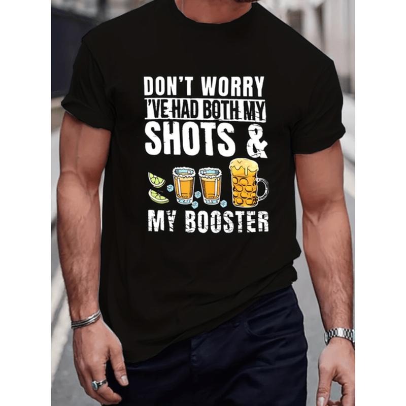 American Independence Day T-shirtMen Drinking Print T Shirt Round Neck Casual Tee For Spring In Blue Hoodie, Sweatshirt
