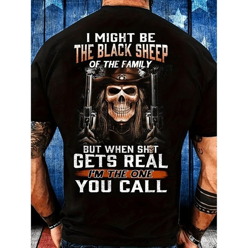 American Independence Day T-shirtSkull Print Black Sheep Design Men Summer Fashion Short Sleeve Round Neck T Shirt...