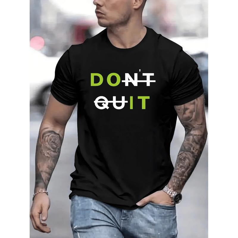 American Independence Day T-shirtStylish Mens Dont Quit Print T-Shirt Soft Polyester Blend Round Neck Summer Casual Short...