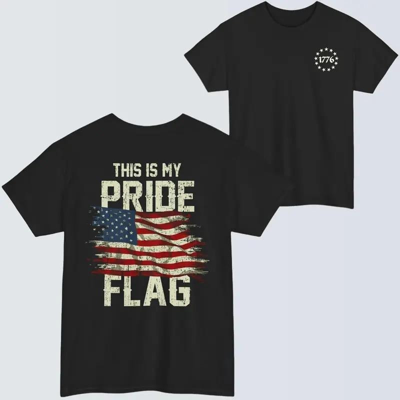 American Pride Flag T-Shirt, Bold 'This is My Pride Flag' Design! True Patriot, Military Supporters, Gift for Veterans,...