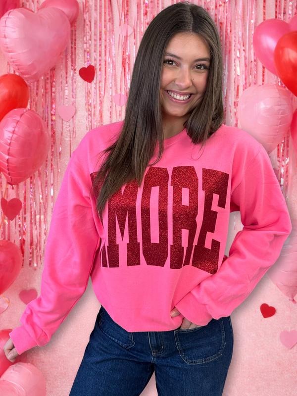 Amore Glitter Graphic Sweatshirt T-Shirts, Hoodie | PodTeesHub.com