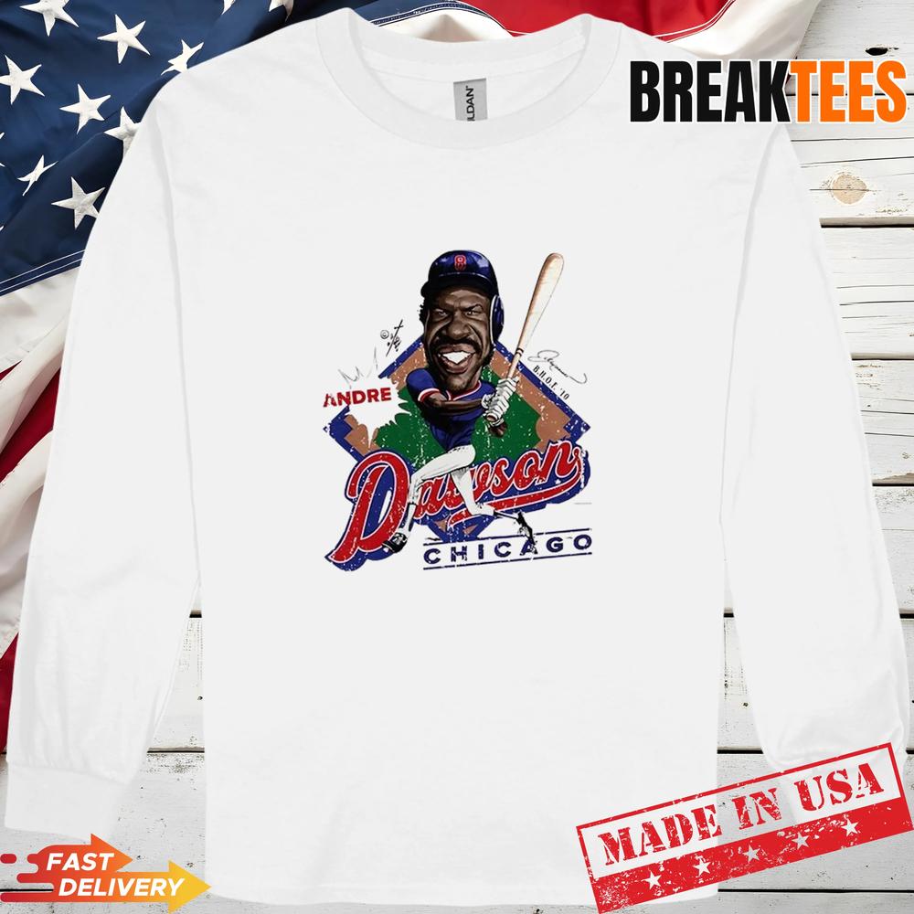 Andre Dawson Chicago Cubs MLB Signature Caricature T-Shirt