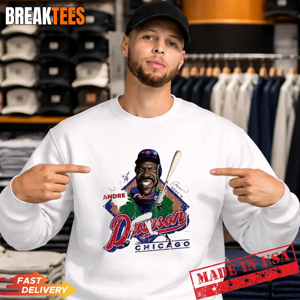 Andre Dawson Chicago Cubs MLB Signature Caricature T-Shirt