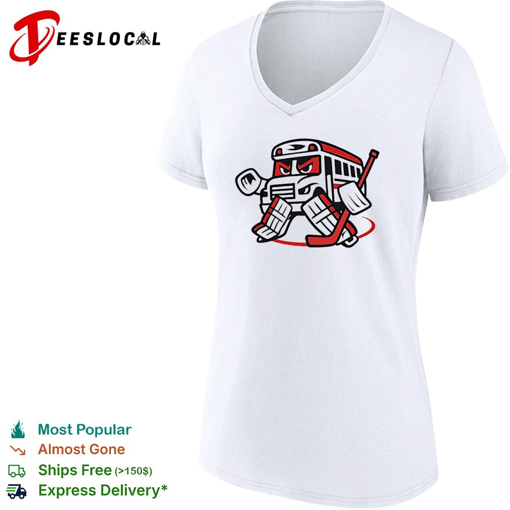 Angry School Bus Goalie Hockey Cartoon Mascot shirt