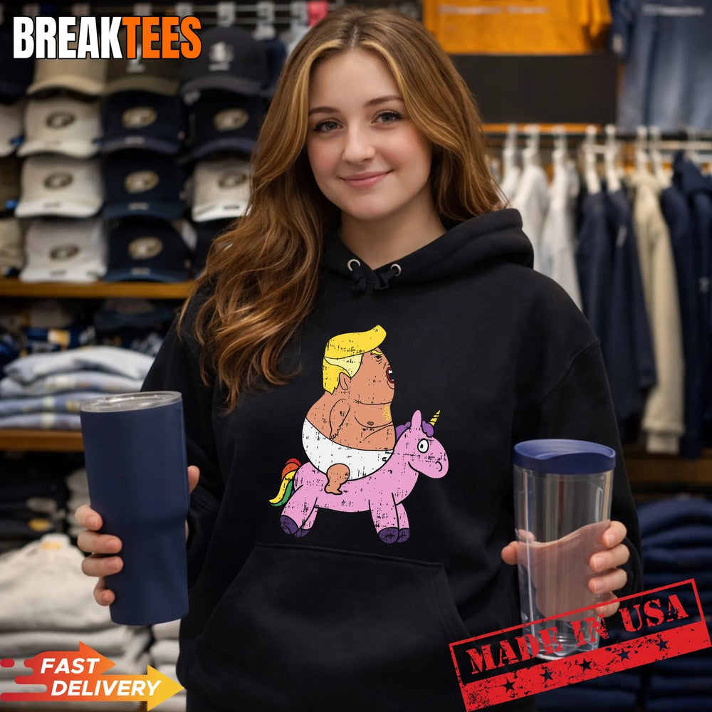 Angry Trump Baby Blimp Balloon Riding Unicorn Shirt