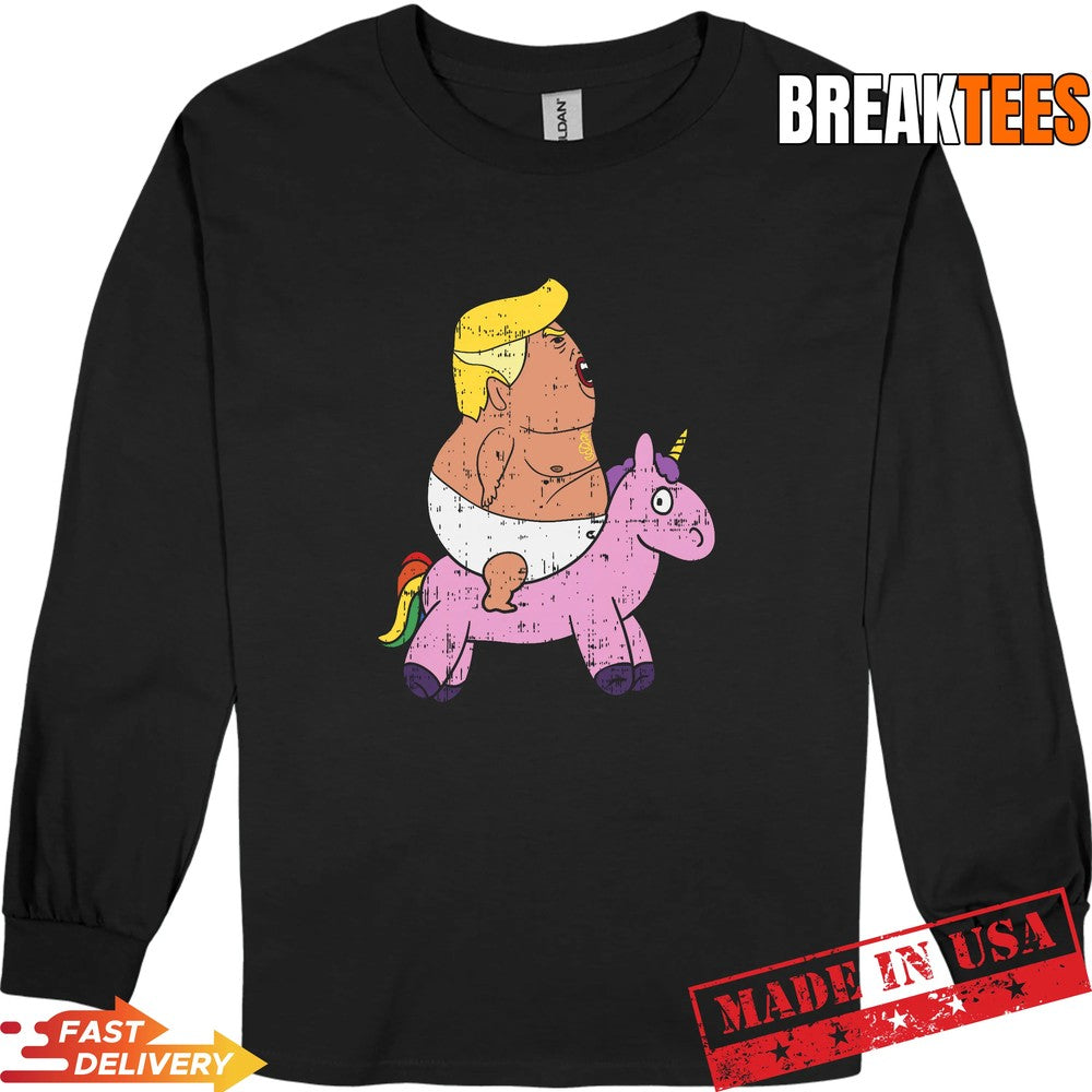 Angry Trump Baby Blimp Balloon Riding Unicorn Shirt