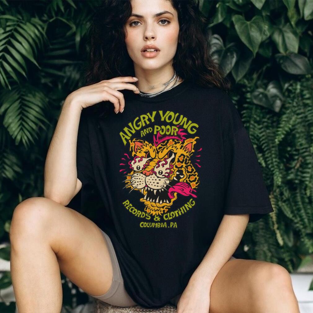 Angry Young and Poor Leopard Punk Record Shop T Shirt (1)