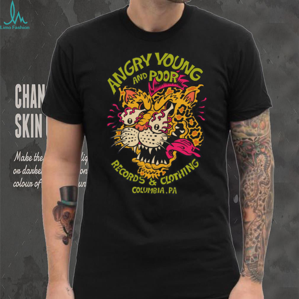Angry Young and Poor Leopard Punk Record Shop T Shirt (1)