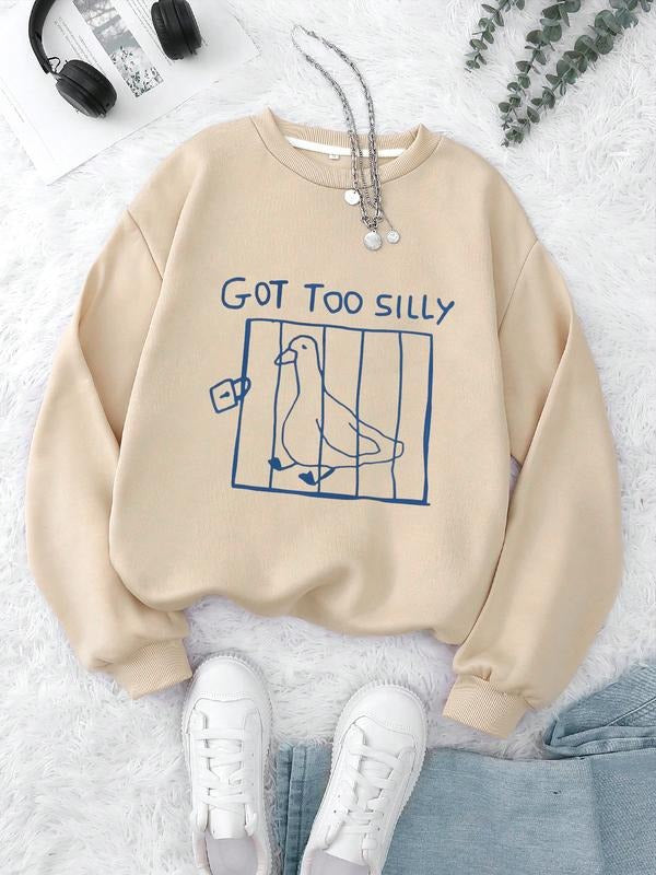 Animal Duck Cartoon Pullover Sweatshirt, Round Neck Long Sleeve, Loose Fit Comfortable Casual Sportswear, Perfect for...