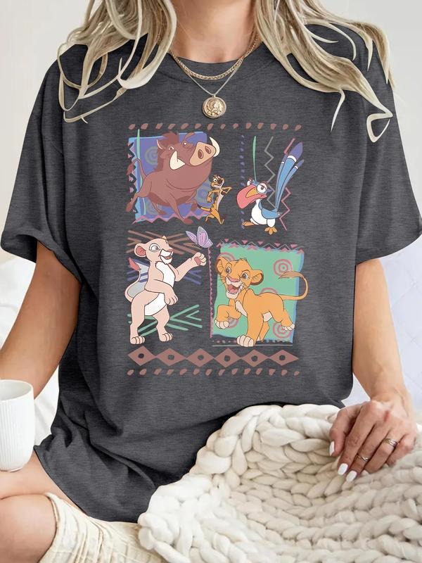 Animal Print Vintage Style Women's Summer Casual Sporty Shirt Round Neck Short Sleeve T-Shirt S-XXL, Knit Fabric, Fitted...