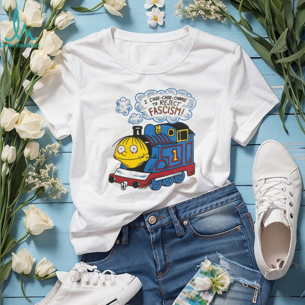 Anti Fascist Thomas Train Parody Funny Political Graphic T Shirt
