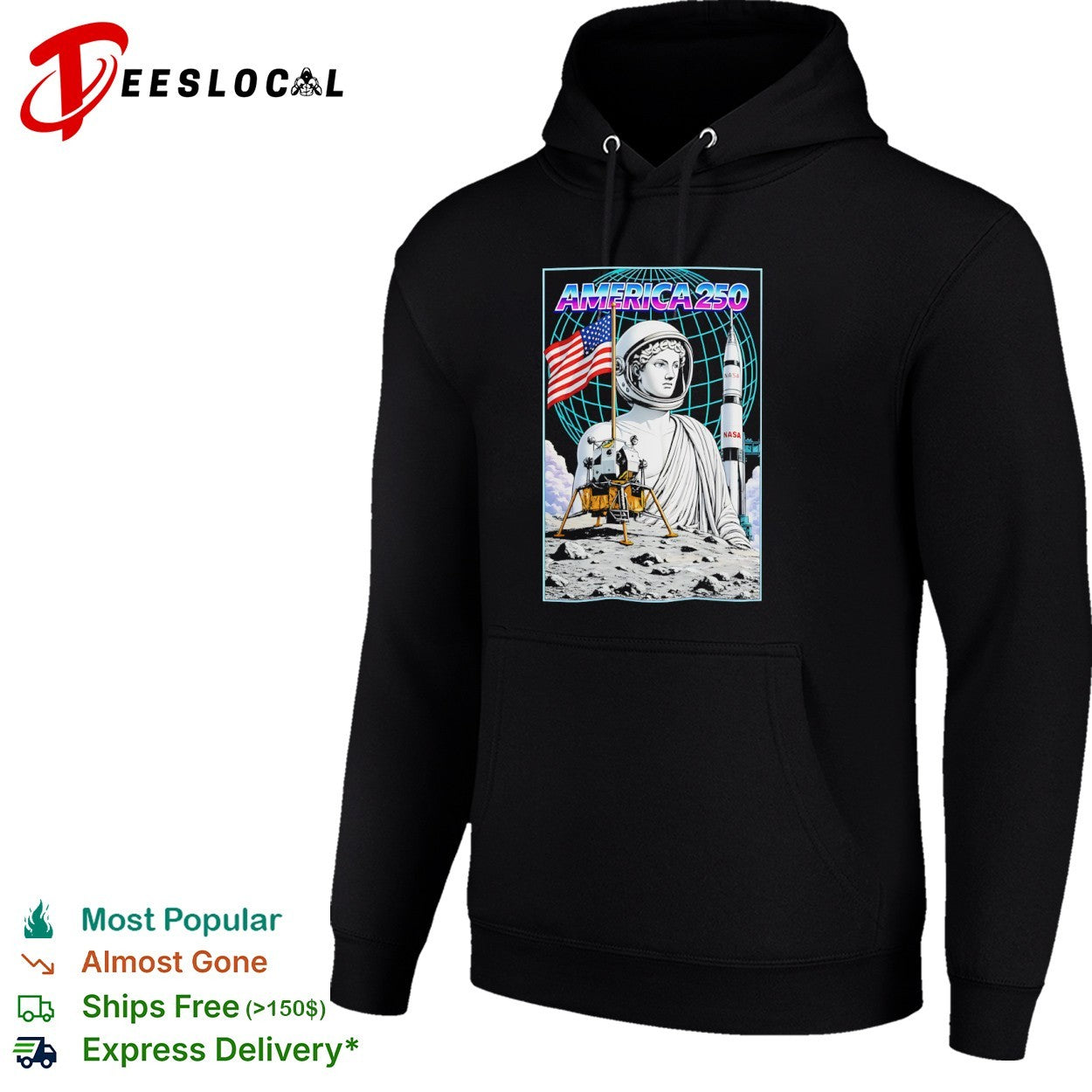 Apollo America 250 space rocket shirt