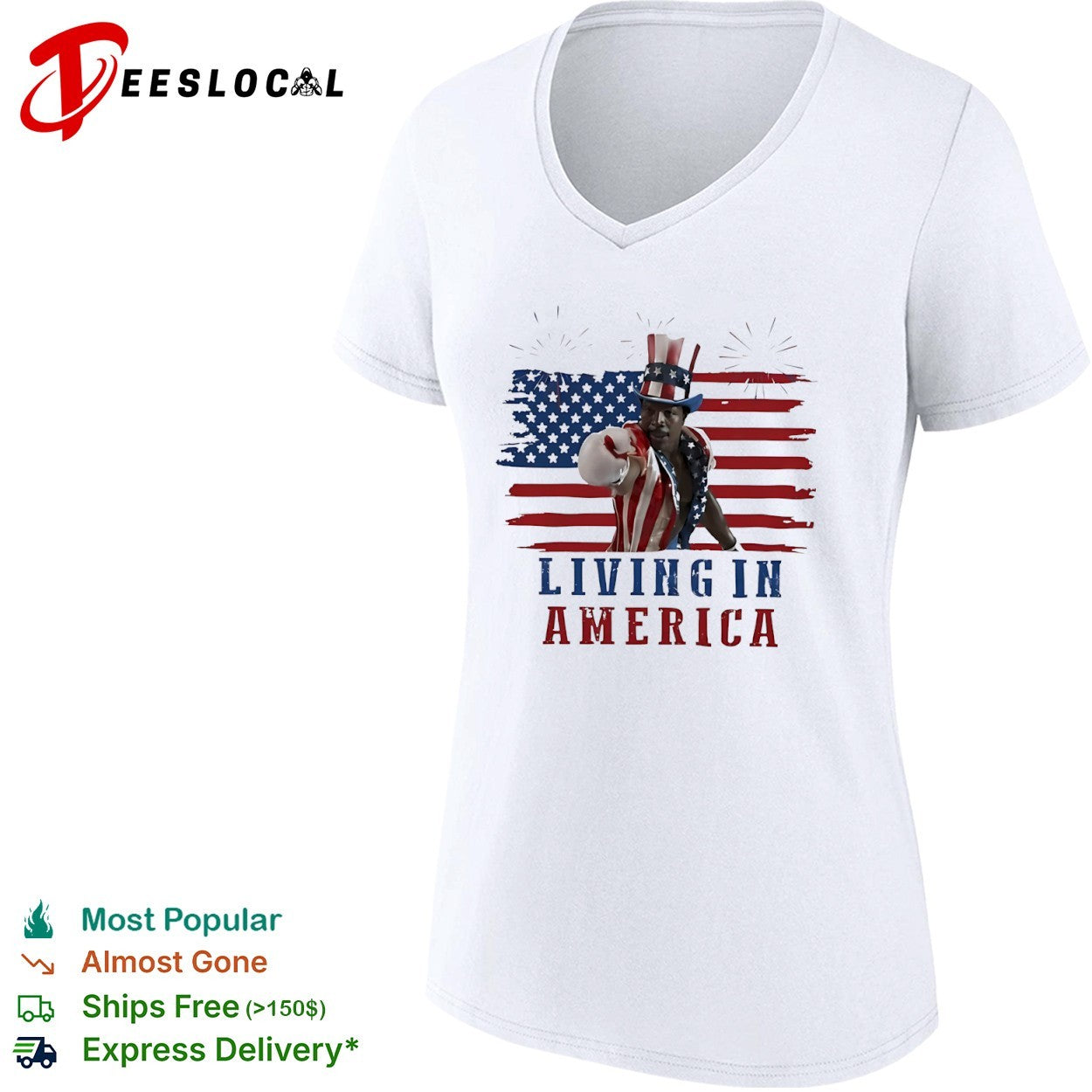 Apollo Creed Living in America Uncle Sam outfit flag shirt
