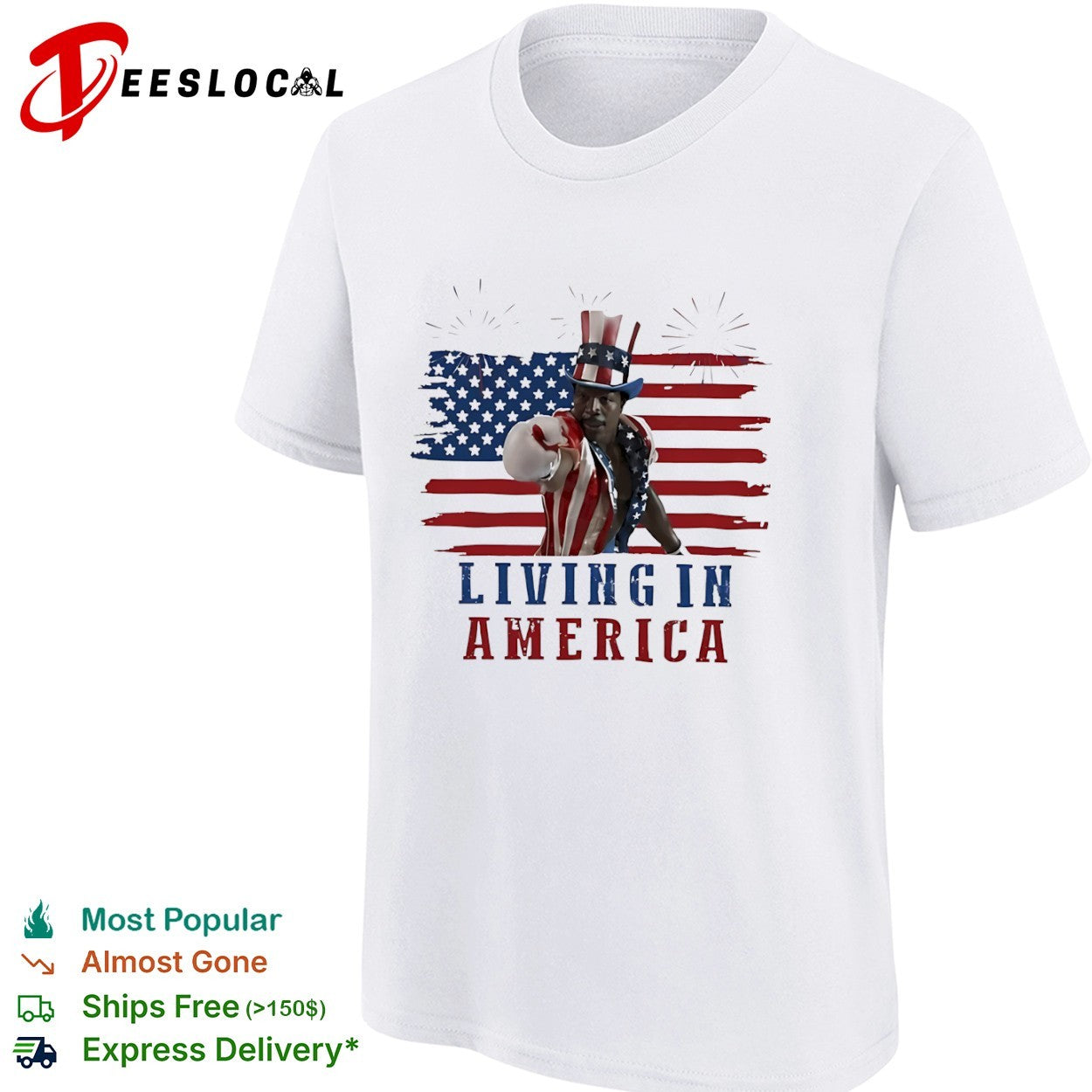 Apollo Creed Living in America Uncle Sam outfit flag shirt