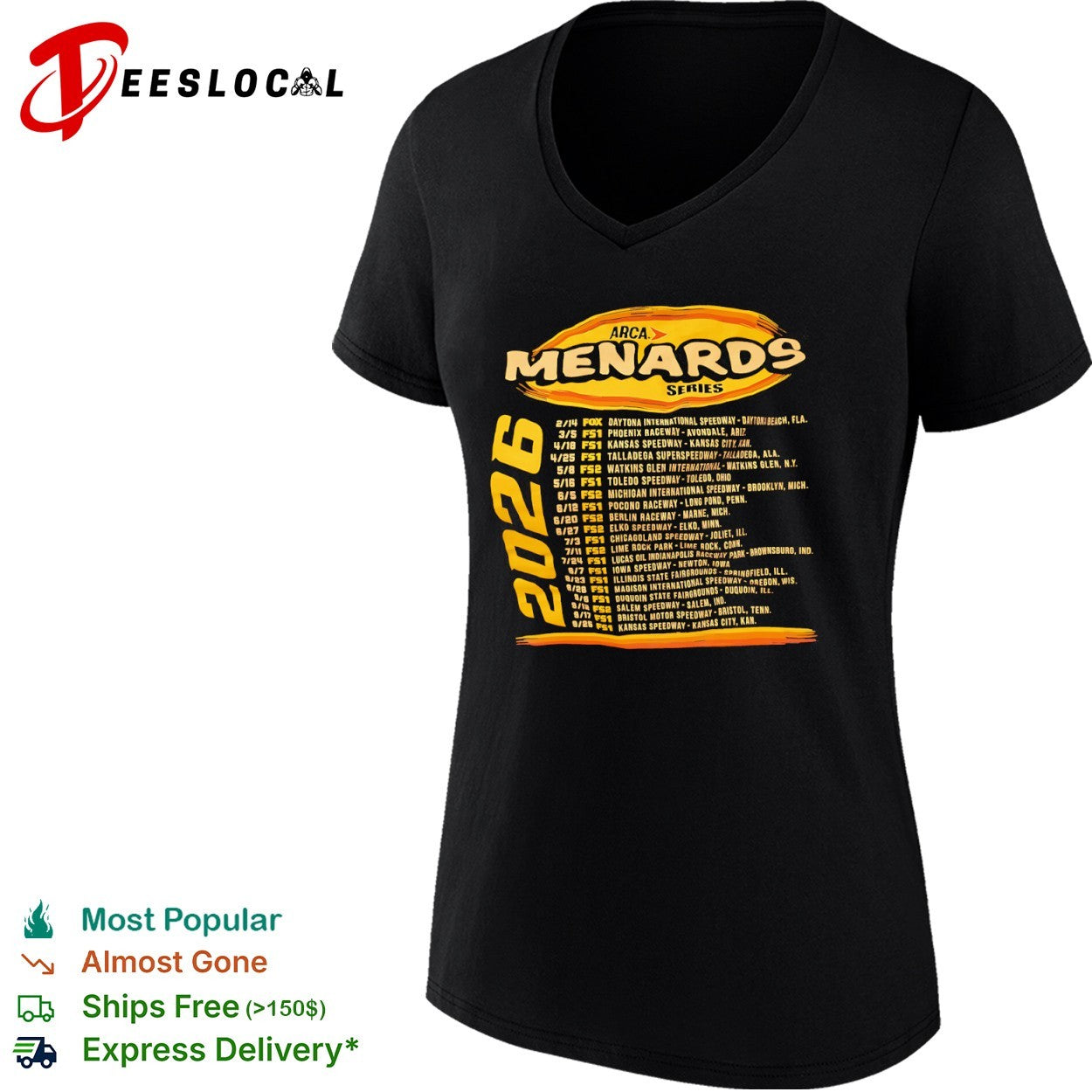 Arca Menards series 2026 racing schedule calendar shirt