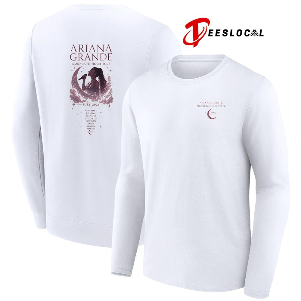 Ariana Grande Moonlight Heart tour cities graphic shirt