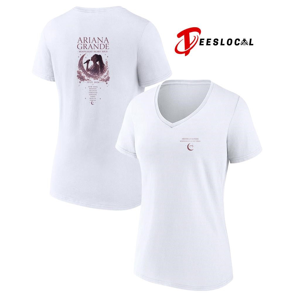 Ariana Grande Moonlight Heart tour cities graphic shirt