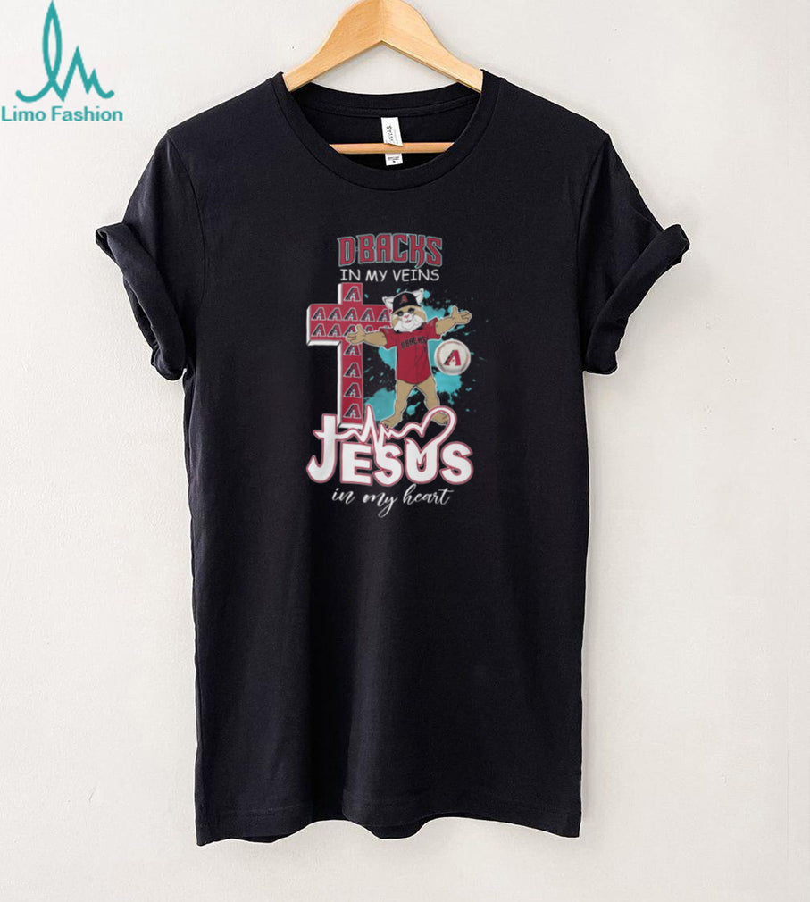 Arizona D Backs Baxter The Bobcat Cross Heartbeat Jesus In My Heart T Shirt