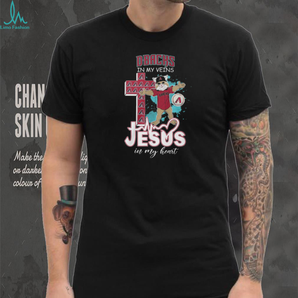 Arizona D Backs Baxter The Bobcat Cross Heartbeat Jesus In My Heart T Shirt