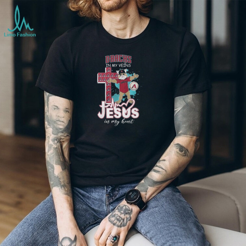 Arizona D Backs Baxter The Bobcat Cross Heartbeat Jesus In My Heart T Shirt