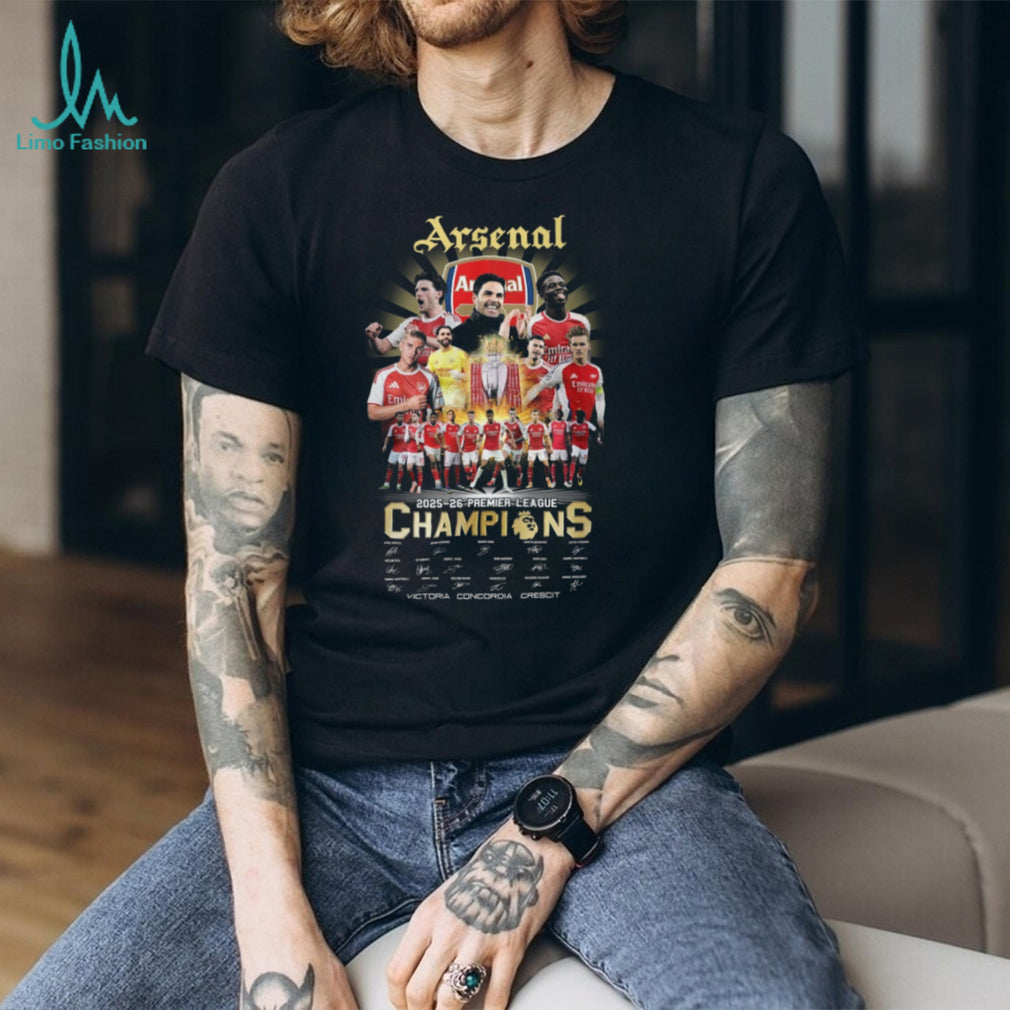 Arsenal 2025 26 Premier League Champions Signature T Shirt