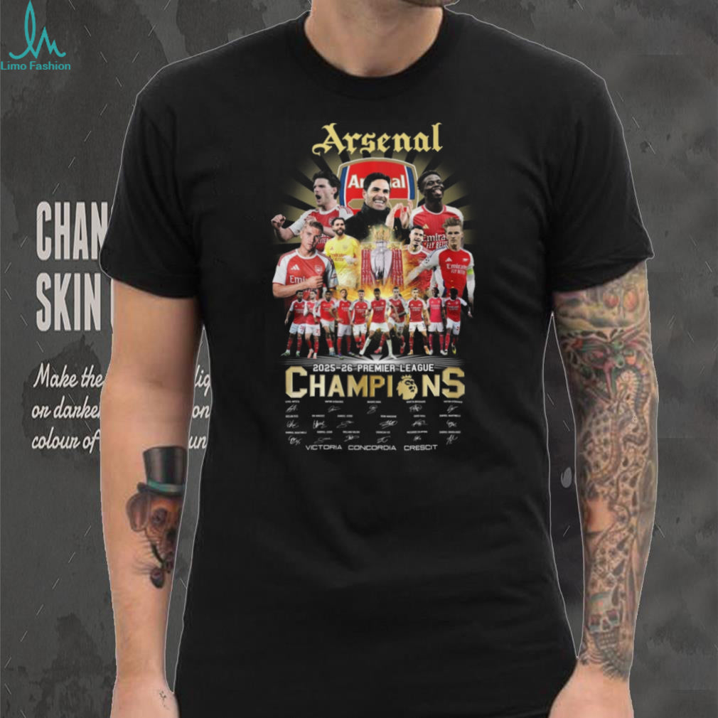 Arsenal 2025 26 Premier League Champions Signature T Shirt