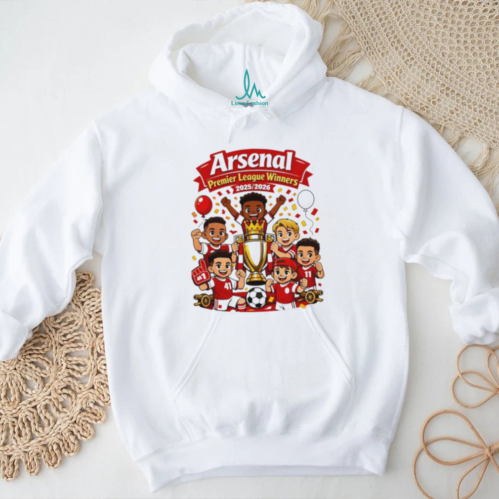 Arsenal Kids Cartoon Premier League Winners 2026 T Shirt