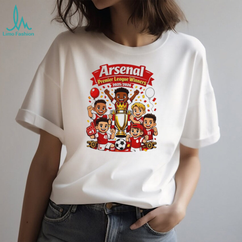 Arsenal Kids Cartoon Premier League Winners 2026 T Shirt