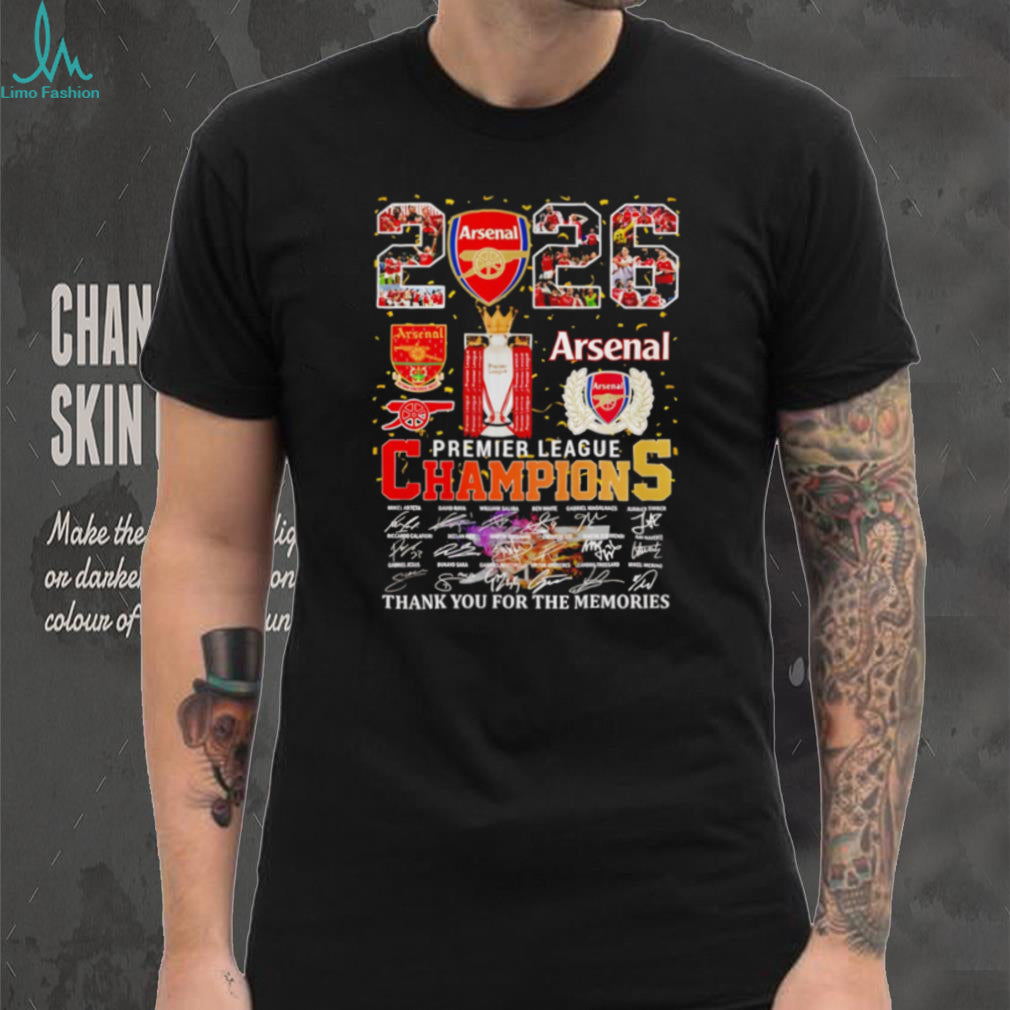 Arsenal Premier League Champions 2026 Signatures T Shirt