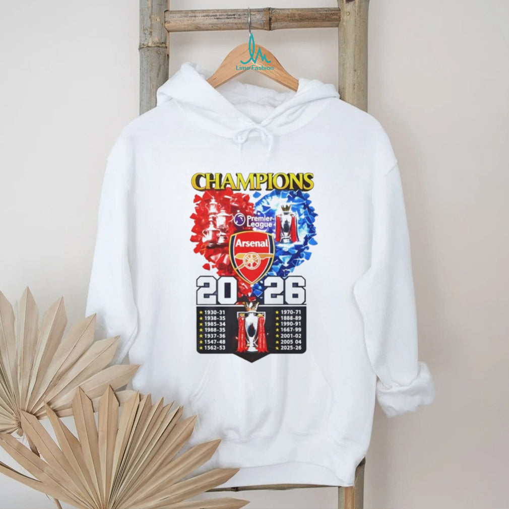 Arsenal Premier League Football Champions 2026 History T Shirt
