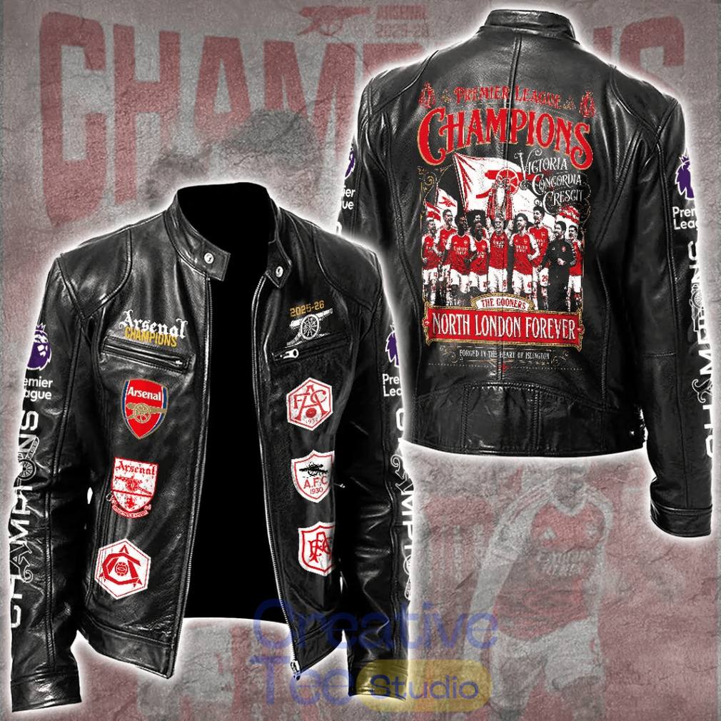 Arsenal Premium Premier League Champions 2025/26 Leather Jacket